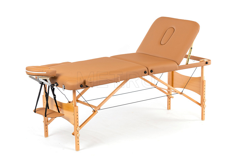 MET Comfort PRO W3 Стол массажный на деревянном каркасе, с трёхсекционной панелью коричневого цвета MET